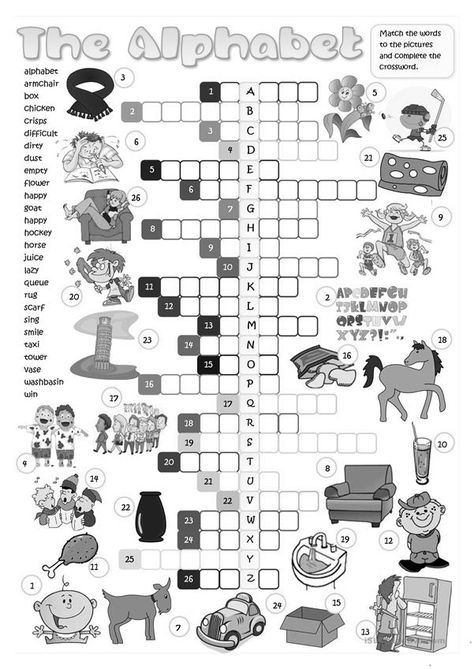 The English Alphabet - crossword - English ESL Worksheets English Exercises, Alphabet Matching, English Games, Letter Worksheets, Vocabulary Practice, Crossword Puzzles, English Activities, Vocabulary Worksheets, English Alphabet