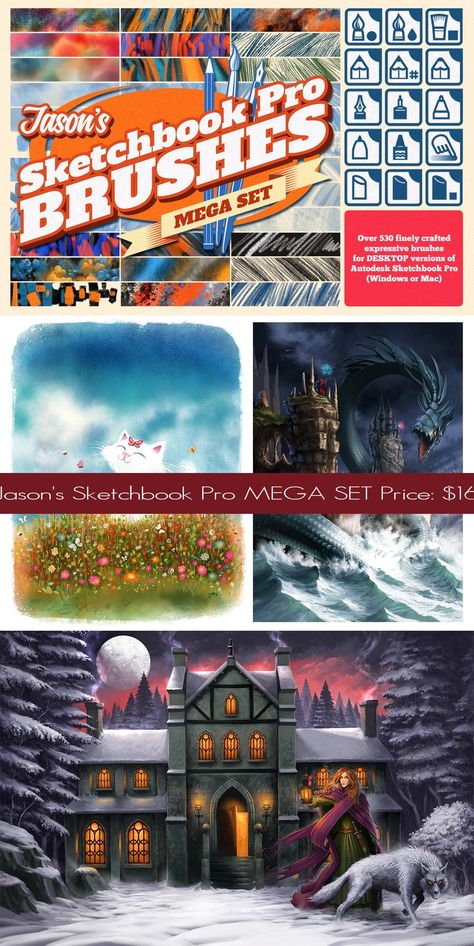 Sketchbook Brushes, Sketchbook Pro, Brush Set, Relaxation, Sketch Book, Software, Comic Book Cover, Digital Art, Media