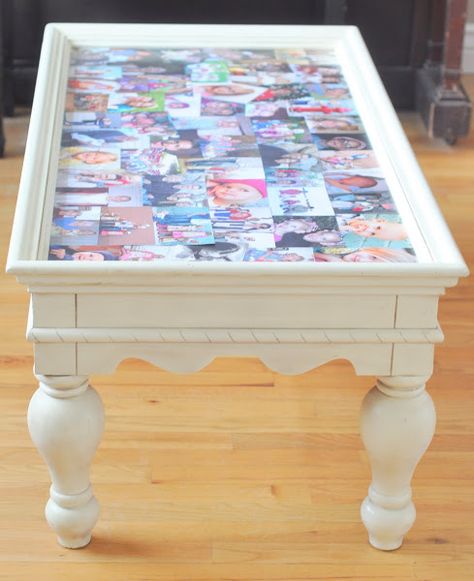 One Mom with a Mission: Family Picture Collage Coffee Table Family Picture Collage, Family Picture Collages, Modge Podge, Nature Collection, Family Picture, Living Table, Picture Collage, Photo Craft, New Wall