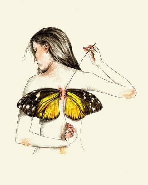 We all get hurt—we've all had our hearts broken, we all get closed off in some way, we all falter in faith... Corps Éthérique, Butterfly Sketch, Wings Drawing, Broken Wings, Cadeau Photo, Dreamy Art, Cool Art Drawings, A Butterfly, استوديو الصور