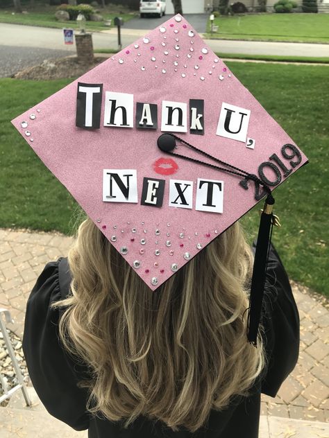 Pink Graduation Cap, Graduation Cap Designs College, Funny Graduation Caps, College Grad Cap Ideas, Graduation Cap Decoration Diy, High School Graduation Cap, College Graduation Cap Decoration, Grad Hat, Grad Cap Designs