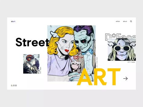 Street Art by Dylan Brouwer Pop Art Website Design, Art Brochures, Art App, Digital Designer, Power Points, Art Web, Art Apps, Homepage Design, Ui Inspiration