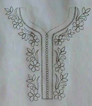 Embroidery For Neck Designs, Embroidery Patterns On Dress, Hand Embroidery Tracing Designs, Embroidery Patterns Neckline, Simple Hand Work Design, Neck Designs Drawing, Embroidery Neck Patterns, Aari Tracing Designs, Embroidery Tracing Patterns