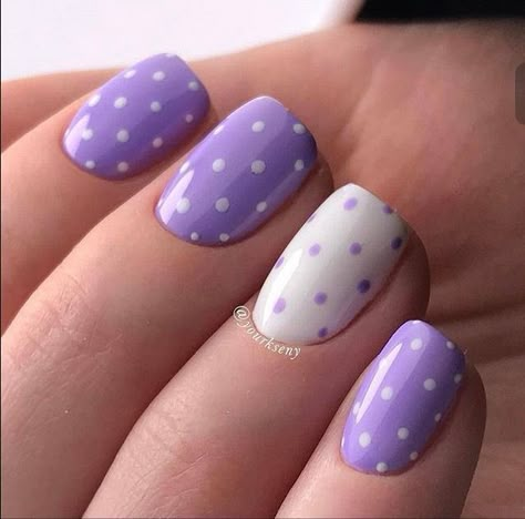 TOP 20 Beautiful Easter Nails Ideas to Copy in 2023 | Spring Nail Art Gel Easter Polka Dot Nails, Polka Dot Nail Art, Fingernail Designs, Gel Colors, Dot Nail Art, Purple Nail Designs, New Nail Designs, Polka Dot Nails, Pretty Nail Art Designs