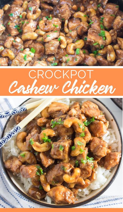 Crockpot Cashew Chicken at home! #crockpot #familyfreshmeals #slowcooker #chicken #easychickenrecipe #crockpotchicken #slowcookerchicken #cashew #cashewchicken Cashew Chicken Crockpot, Crockpot Cashew Chicken, Easy Cashew Chicken Recipe, Slow Cooker Cashew Chicken, Chicken Cashew, Cashew Chicken Recipe, Crockpot Chicken Healthy, Marion's Kitchen, Family Fresh Meals