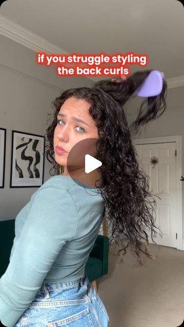 Sophie Marie on Instagram: "If you struggle styling the back curls ❌Try the flip section method curly hair routine! ✅

❤️💬💾 send to a curlfriend who might be struggling with their curls x" Sectioning Curly Hair, Curly Flip Over Method, How To Fix Stringy Curls, Add Volume To Curly Hair, Curly Girl Method Routine, How To Create Curl Clumps, Curly Hair Half Up Half Down, Hair Plopping, Hydrating Hair Mask