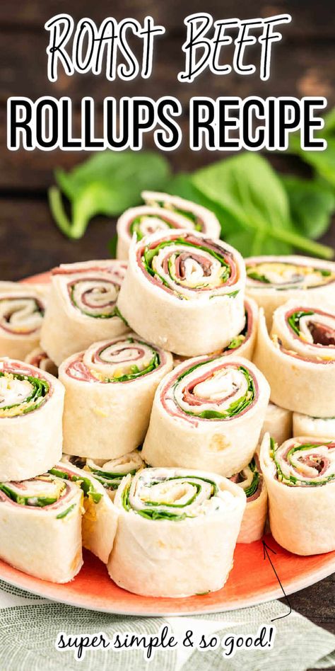 Meat And Cheese Rollups, Roast Beef Rollups, Roast Beef Lunch Ideas, Roast Beef Tortilla Roll Ups, Beef Roll Ups With Cream Cheese, Roast Beef Pinwheels Roll Ups, Roast Beef Horseradish Appetizer, Roast Beef Roll Ups Appetizers, Roast Beef Appetizers Cold