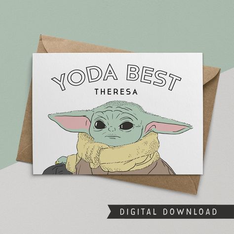 Dads Birthday Ideas, Name Day Card, B Day Cards, Yoda Card, Free Printable Birthday Cards, Father Birthday Cards, Funny Thank You Cards, Happy Mom Day, Happy Birthday Cards Printable