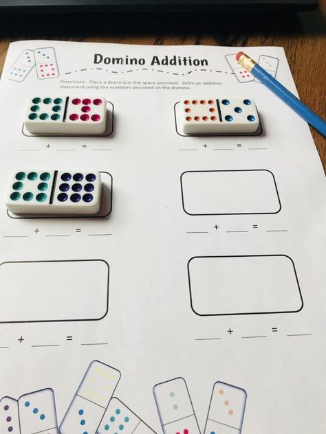 FREE Printable Addition and Subtraction Games to Use with Dominoes Addition And Subtraction Kindergarten, Addition Worksheets First Grade, Domino Addition, Math Facts Practice, Addition Worksheet, Math Fact Practice, Subtraction Games, Addition And Subtraction Worksheets, Subtraction Facts