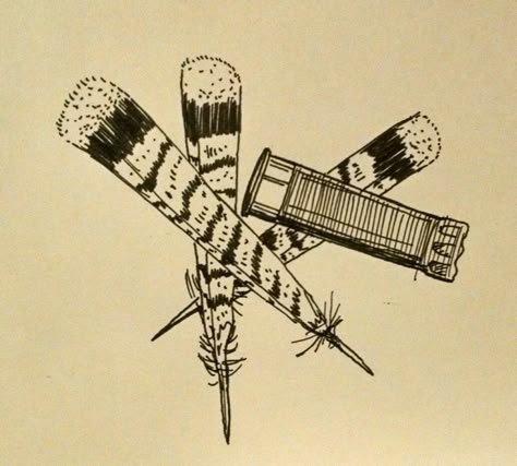 Still life. Ruffed grouse feathers and a spent shotgun shell. Pen and ink. Shotgun Shell Tattoo Ideas, Ruffed Grouse Tattoo, Shotgun Shell Tattoo, Shotgun Tattoo, Dad Tattoo Ideas, Biological Illustration, Antler Tattoo, Western Graphics, Ruffed Grouse