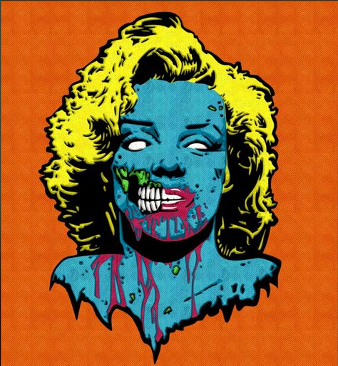 Marilyn Monroe pop art zombie Pop Art Zombie, Pop Art Marilyn, Pop Art Face, Zombie Drawings, Pop Art Tattoos, Pop Art Images, Arte Peculiar, Zombie Art, Arte Punk