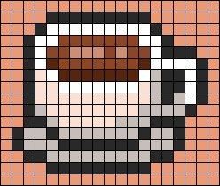 Pixel Kawaii, Drinks Starbucks, Starbucks Barista, Pixel Beads, Graph Paper Drawings, Easy Pixel Art, Pixel Art Templates, Perler Art, 8bit Art