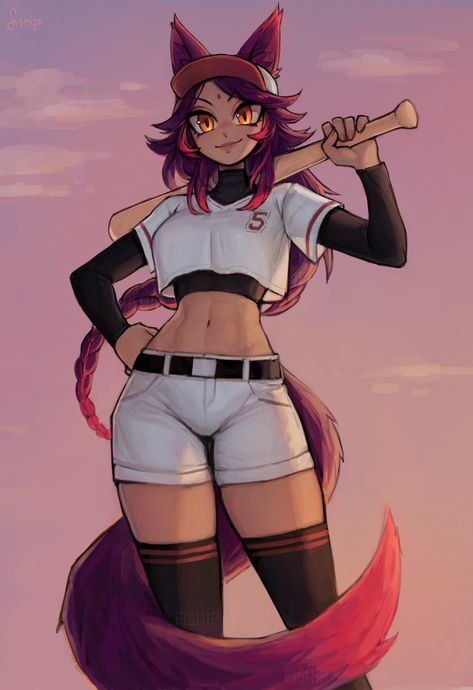 Anime Baseball, Danmachi Anime, Baseball Girls, Baseball Outfit, Fandom Funny, For My Friend, Superhero Art, Monster Girl, Cat Girl