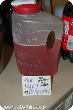 Pink Panty Droppers: Take one can of frozen pink lemonade and dump it into a pitcher. Fill now-empty can with vodka. Dump into pitcher. Add three beers. Serve in a cup over some ice. It’s that simple folks. CHEERS! Panty Dropper Drink, Pink Panty Dropper, Pool Drinks, Pure Romance Party, Vodka Drinks, Summer Cocktail, Vodka Cocktails, Drinks Alcohol Recipes, Alcohol Recipes