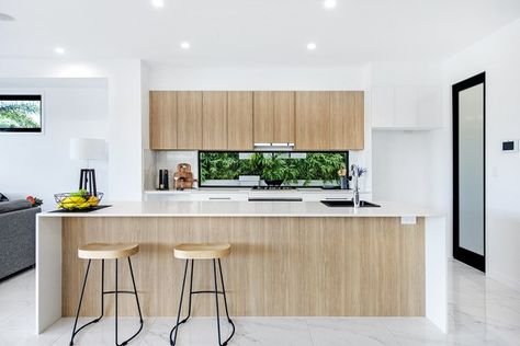 Smartstone quartz kitchen benchtop with waterfall edge in Astral creates a fresh modern feel. Discover natural stone style with quartz substance at smartstone.com.au #smartstone #kitchen #renovation #kitchenideas #kitchendesign #renovationideas #renovationkitchen Timber Kitchen, Kitchen Room Design, Kitchen Inspiration Design, Kitchen Layout, Küchen Design, Kitchen Style, Home Decor Kitchen, Interior Design Kitchen, Kitchen Room