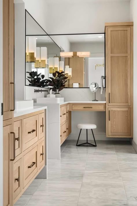 Step inside this outstanding modern Tudor rambler home in Minnesota Master Bath Design, Bathroom Lighting Ideas, Modern Tudor, Modern Farmhouse Bathroom, Primary Bath, Master Bath Remodel, Bathroom Renos, Bathroom Remodel Master, Bath Remodel