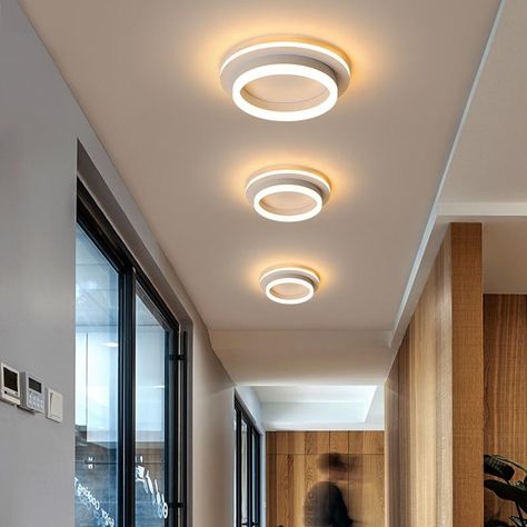 Round Led Ceiling Light, Chandeliers Modern, White Light Fixture, Black Light Fixture, Modern Led Ceiling Lights, Porch And Balcony, Living Room Ceiling, Hallway Lighting, Led Ceiling Lamp