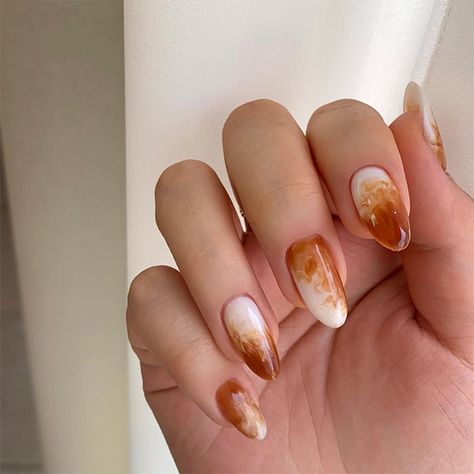 Latte Nails, Bedazzled Nails, Brown Nail Polish, Creamy Coffee, Dark Caramel, Nail Looks, Caramel Latte, Nail Photos, Nail Patterns