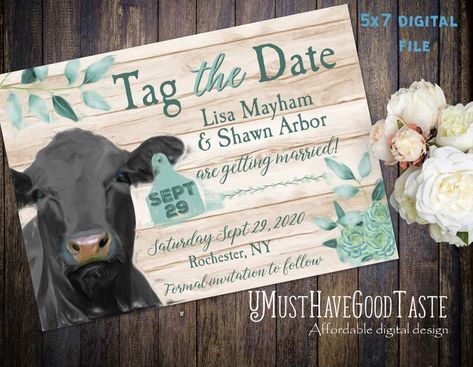 Tag The Date, Diy Welding Projects, Save The Date Rustic, Angus Cow, Rustic Save The Date, Country Western Wedding, Cow Tag, Western Themed Wedding, Welding Technology