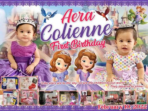 Sofia The First Tarpaulin Layout, Tarpaulin Layout, Birthday Tarpaulin, Sofia The First Characters, Birthday Tarpaulin Design, Create Birthday Invitations, Tarpaulin Design, Editing Lightroom, First Birthday Themes