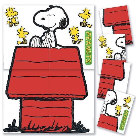 Add some flair to your classroom with this bulletin board set of 4 die-cut panels which piece together to create a giant character with bonus Woodstocks and a Peanuts sign. This Giant Snoopy and Dog House Bulletin Board Set is sure to bring any room to life. With the brightest colors, individual designs and variety of styles, the choices are endless. Add some flair to your classroom with this bulletin board set of 4 die-cut panels which piece together to create a giant character with bonus Woods Charlie Brown Classroom, Snoopy Classroom, Giant Character, Snoopy Dog House, Snoopy Dog, Friends Poster, Flying Ace, Playroom Wall Decor, Peanuts Characters