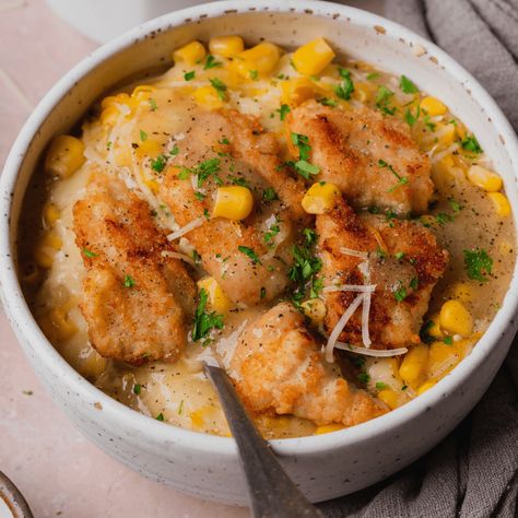 KFC Famous Bowl Recipe - A Full Living Kfc Famous Bowl Recipe Healthy, Healthy Kfc Bowl, Healthy Kfc Famous Bowl, Homemade Kfc Famous Bowl, Kfc Bowl Recipe, Famous Bowl Recipe, Kfc Famous Bowl Recipe, Famous Bowl, Shrimp Bisque Recipe