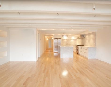 White walls, maple floors Maple Floors Living Room, Wood Floor On Wall, Light Wood Floors Living Room, Wood Floors Living Room, Flooring On Walls, Maple Wood Flooring, Small Basement Remodeling, Bamboo Wood Flooring, Maple Hardwood Floors