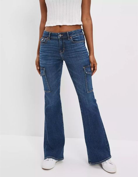 Low Rise Jeans Bootcut, American Eagle Jeans Women, Womens Flare Jeans, Blue Mom Jeans, American Eagle Mom Jeans, Ripped Mom Jeans, Distressed Mom Jeans, Low Rise Flare Jeans, Dark Blue Jeans