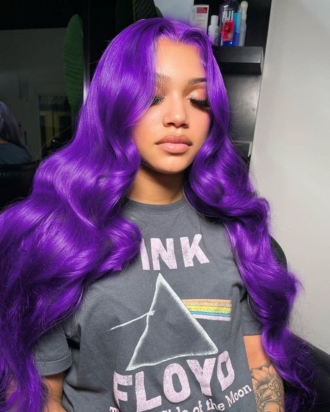 Wigs Body Wave, Frontal Wig Hairstyles, Purple Wig, Hair Color Purple, Pretty Hair Color, Lace Front Human Hair Wigs, Colored Wigs, Human Virgin Hair, Dope Hairstyles