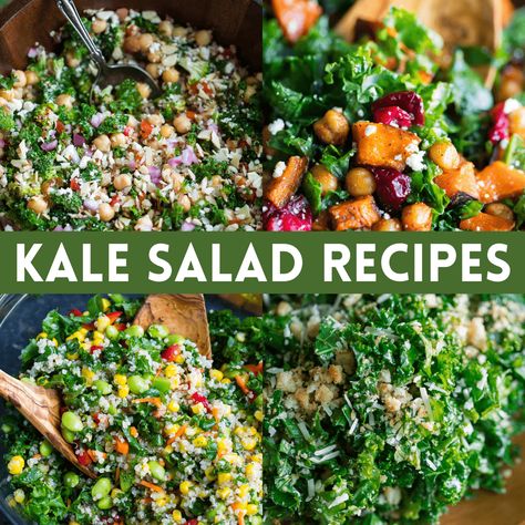 Cooked Kale Salad Recipes, Kale Salads For Dinner, Spring Kale Salad, Kale Barley Salad, Salad Recipes With Kale, Kale Mango Salad, Kale Salad Recipes Dressing, Kale Pomegranate Salad, Kale Salad Recipes Easy