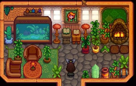 Stardew Valley House Interior Design, Stardew Valley House Interior, Stardew Valley House, House Interior Design Ideas, Stardew Farms, Valley House, Stardew Valley Layout, Stardew Valley Tips, Stardew Valley Farms