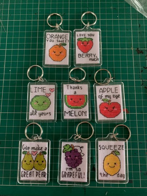 Cross Stitch Keyring, Cross Stitch Keychain Pattern, Cross Stitch Keychain, Cross Stitch Small, Stitch Keychain, Canvas Template, Keychain Pattern, Cross Stitch Freebies, Character Inspo