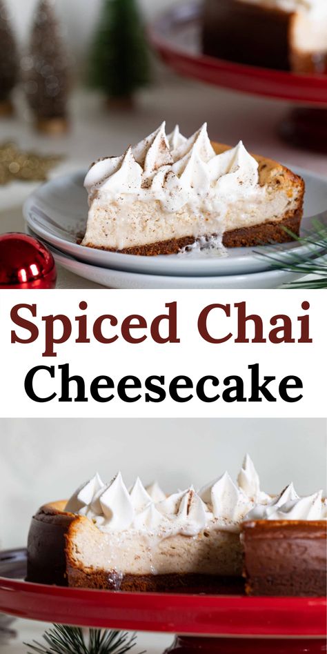 Vanilla Chai Cheesecake, Chai Tea Cheesecake, Chai Spice Cheesecake, Chai Cheesecake Recipe, Winter Cheesecake Flavors, Winter Cheesecake Recipes, Ginger Snap Cheesecake, Cheesecake Flavors Ideas, Unique Cheesecake Flavors