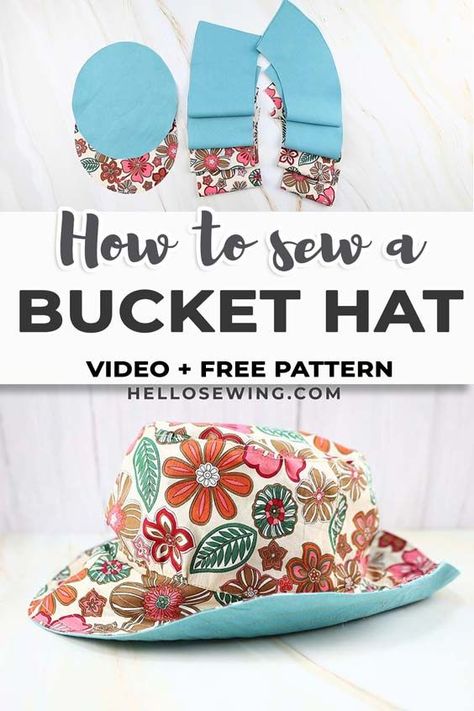 Diy Bucket Hat, Diy Bucket, Pola Topi, Lanyard Wallet, Bucket Hat Pattern, Sewing Hats, Sewing Machine Projects, Hat Patterns To Sew, Reversible Bucket Hat