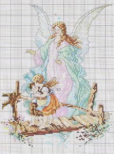 angel de la guarda - PUNTO DE CRUZ con Perla - Gabitos Religious Cross Stitch Patterns, Crochet Letters, Christian Cross Stitch, Cross Stitch Angels, Miniature Embroidery, Embroidery Tips, Tiny Cross Stitch, Beautiful Cross Stitch Pattern, Cross Stitch Needles