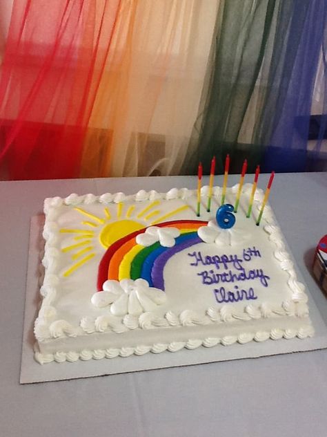 Rainbow Sheet Cake Birthday, Rainbow Sheet Cake, Rainbow Party Cake, Rainbow Themed Cake, Rainbow Cake Birthday, Costco Cakes, Rainbow Theme Birthday, Christian Cakes, Costco Cake