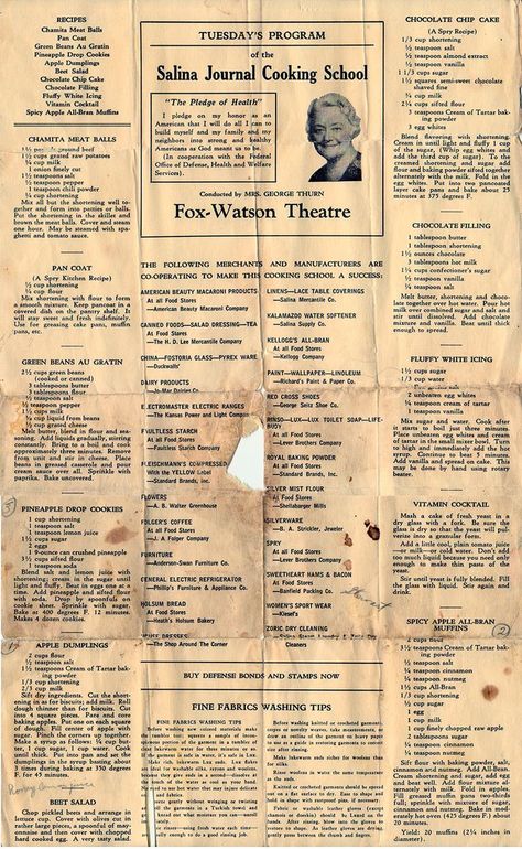 Recipes from Selina Journal Cooking School Newspaper Recipes, Cooking Pork, Heirloom Recipes, Handwritten Recipes, Vintage Cooking, Grandmas Recipes, Old Fashioned Recipes, Retro Recipes, Cooking School