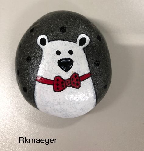 Pocket Rocks, Painted Rocks Kids, Rocks Painted, My Rock, Rock Art, Rock Painting, Polar Bear, Painted Rocks, Christmas Ideas