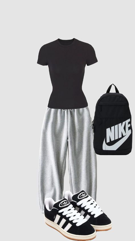 Sweatwear Outfits, Outfit Ideas With Leggings, Vapormax Women, Black Sweatpants Outfit, Black Vapormax, Sweatpants Fits, Athleisure Street Style, Women Outfit Ideas, Curvy Casual Outfits