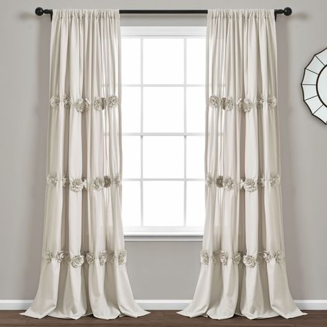 Privacy From Neighbors, Natural Curtains, Curtain Styles, Curtain Shop, Flower Embellishments, Farmhouse Curtains, Lush Decor, Cool Curtains, Curtains Window Treatments