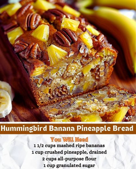 Hummingbird Banana Pineapple Bread, Banana Pineapple Bread, Hummingbird Cakes, Hummingbird Bread Recipe, Hummingbird Bread, Cabbage Soup Diet Recipe, Pineapple Bread, Loaf Cakes, Recipes Mexican