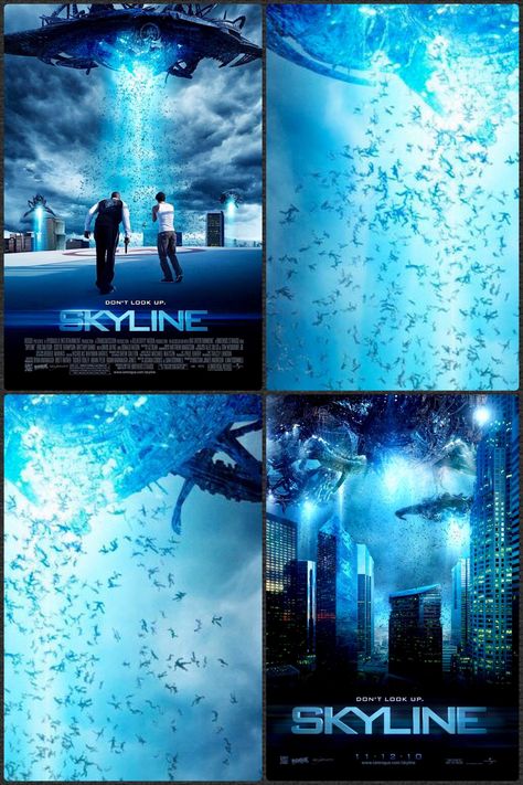 Skyline Skyline Movie, Beyond Skyline, Alien Invasion, Top Movies, Cinematography, Filmmaking, Film, Movie Posters, Blue