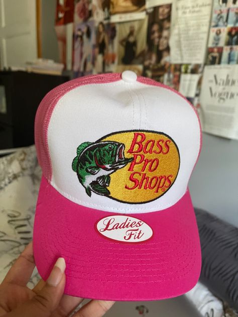 Pink bass pro #basspro #pink #truckerhat #y2k #vondutch Cute Outfits With Bass Pro Hats, Pink Bass Pro Hat Outfit, Bass Pro Shop Hat Outfit Black Women, Bass Pro Hat Aesthetic, Bass Pro Shops Hat Pink, Bass Pro Shop Hat Outfit, Pink Bass Pro Hat, Hot Pink Bass Pro Shop Hat, Bass Pro Hats