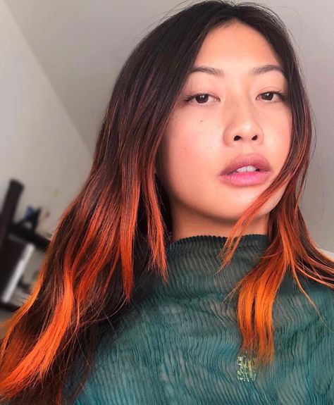 @karolynpho got a citrus dip 🍊🍋 by @andyjamespaints // painted with #PRAVANAVIVIDS Orange and Neon Yellow Brown Hair Orange Highlights, Pink Short Hair, Dyed Hair Ombre, Short Dyed Hair, Orange Highlights, Dyed Hair Pastel, Dyed Hair Blue, Dyed Hair Purple, Pink Hair Dye