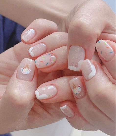 Cream Nail Art, Ice Cream Nails, Cream Nail, Cute Simple Nails, Hand Art, Mani Pedi, Simple Nails, Nail Inspo, Summer Nails