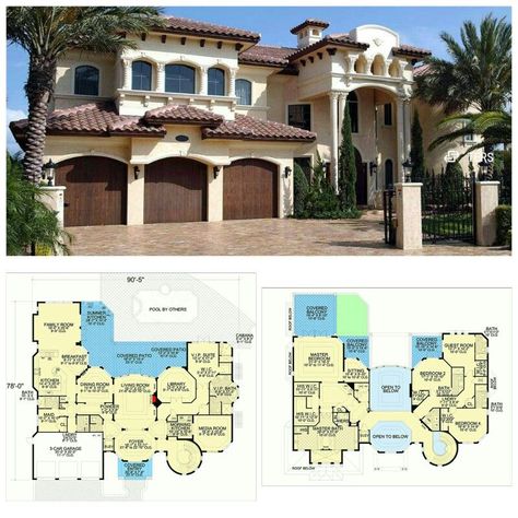 Mediterranean Mansion Floor Plan, Luxury House Floor Plans, Best Home Plans, Oasis Springs, Mediterranean Mansion, Townhouse Exterior, Modern Floor Plans, House Plans Mansion, Mediterranean House Plans