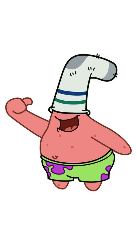 Cute Patrick Star found a cool hat that fits his head shape. Believe it or not, this is a sock! The SpongeBob sticker called Patrick Star with Sock on Head!. Patrick Star Cool, Patryk Spongebob, Patrick Star Stickers, Patrick Cool, Patrick Star Drawing, Patrick Star Wallpapers, Cute Patrick Star, Patrick Painting, Cute Patrick