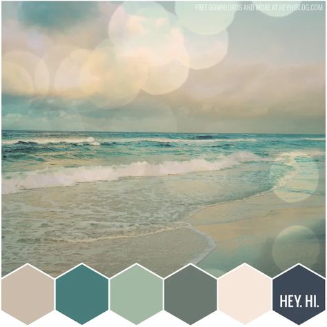 coastal color palette with seafoam green - Google Search Coastal Color Palettes, Coastal Color Scheme, Beach Color Palettes, Coastal Color Palette, Seafoam Color, Paint Color Palettes, Nature Color Palette, Coastal Colors, Coastal Living Rooms