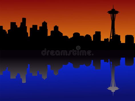 Digital Design Trends, Seattle City, Water Illustration, Jr Prom, Art City, City Painting, Stained Glass Patterns, City Art, In Water