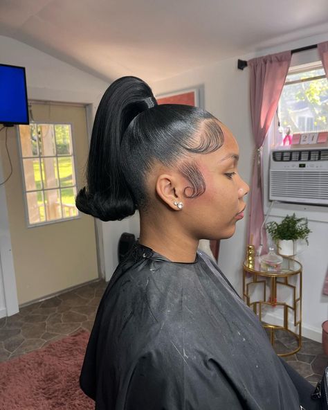 Slick Back Ponytail, Back Ponytail, Barbie Ponytail, Wrap Around Ponytail, Slick Ponytail, Waves Haircut, Finger Wave Hair, Black Ponytail, Barbie Hairstyle